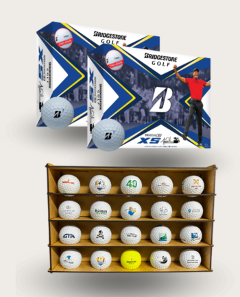 Oferta 2 Docenas Bridgestone Tour B XS Tiger Edition & Estantería de pared